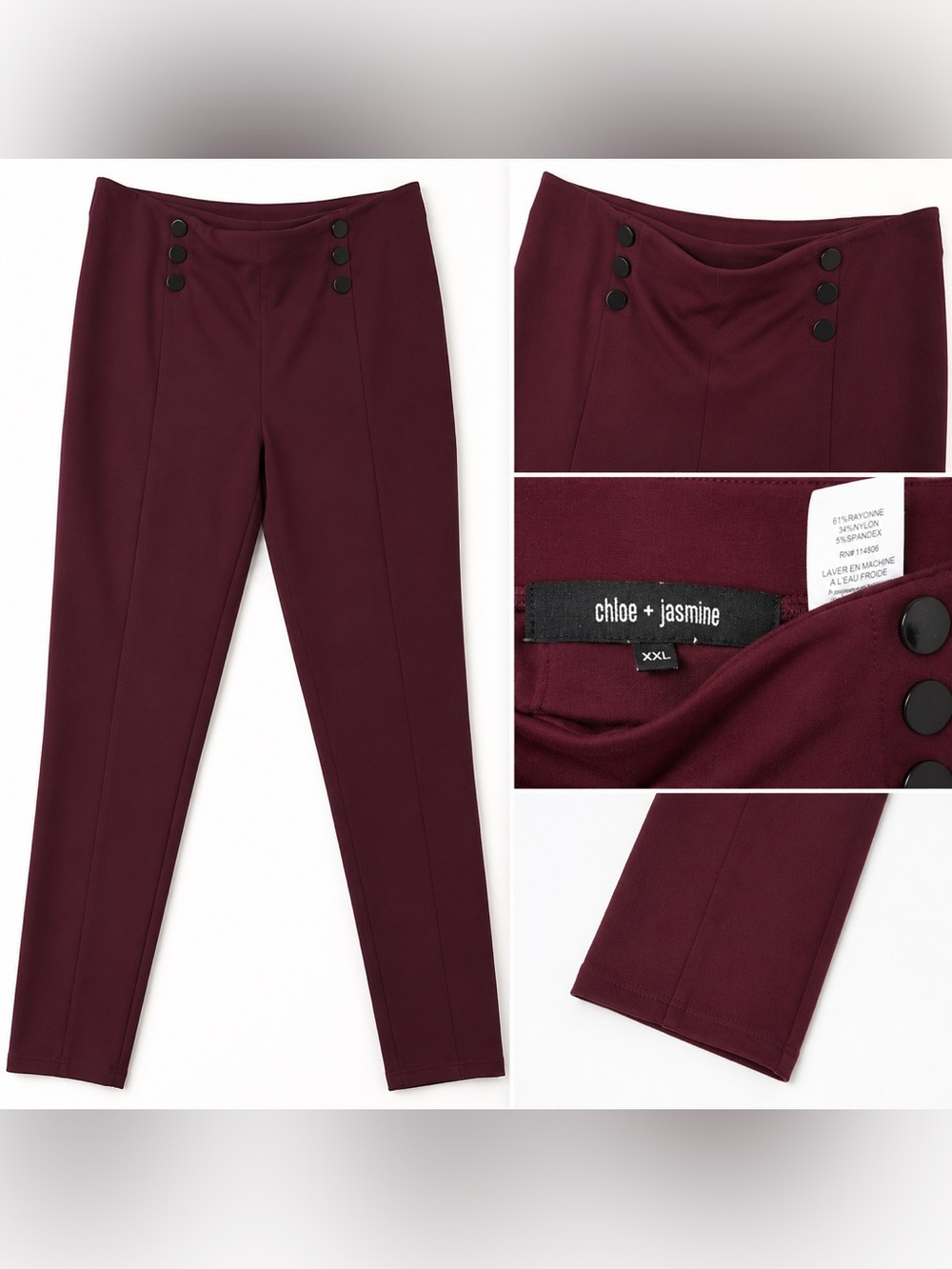 Women's Skinny Ponte Pants in Wine